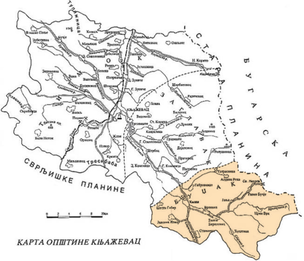 Карта општине Књажевац - Буџак